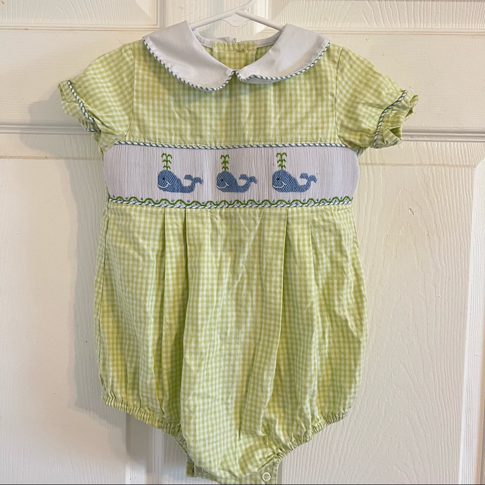 Boutique Sundae Afternoon Ocean Whale Shortall Romper